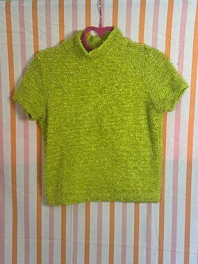 Vintage Fuzzy Green Mock Neck